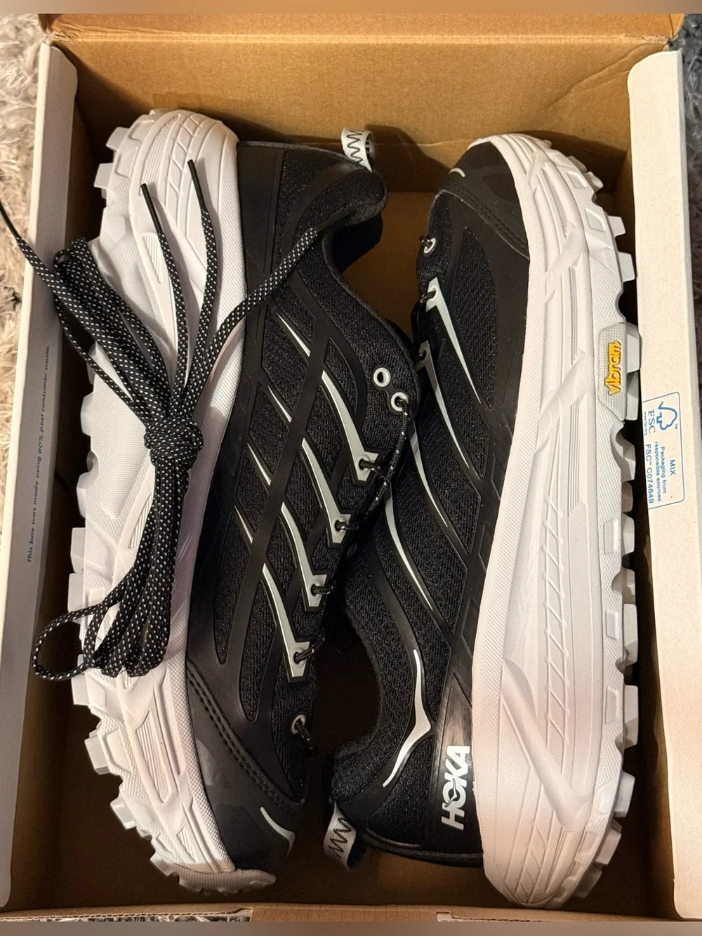 HOKA Mafate Three2 Vibram Black Cosmic Grey Unisex 10.5M 11.5W (161)